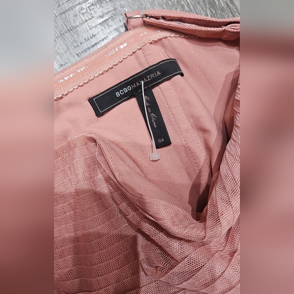 BCBG Max Azria Ella One Shoulder Dusty Rose Layered Tiered Ruffle Mini Dress 4 - Picture 5 of 6